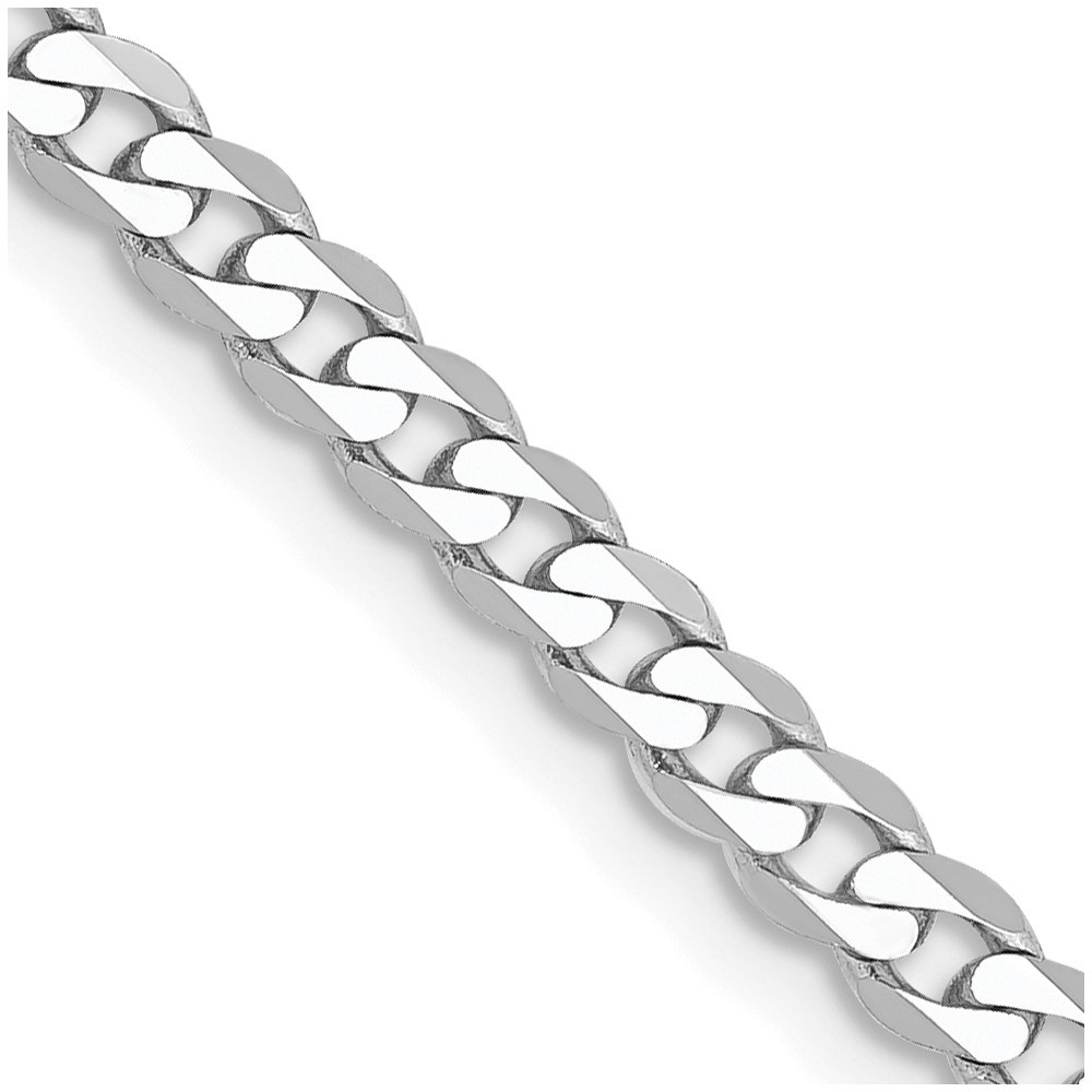 14K White Gold 2.2-9.5mm Curb Chain Necklace 7-30 Inch Mens Womens