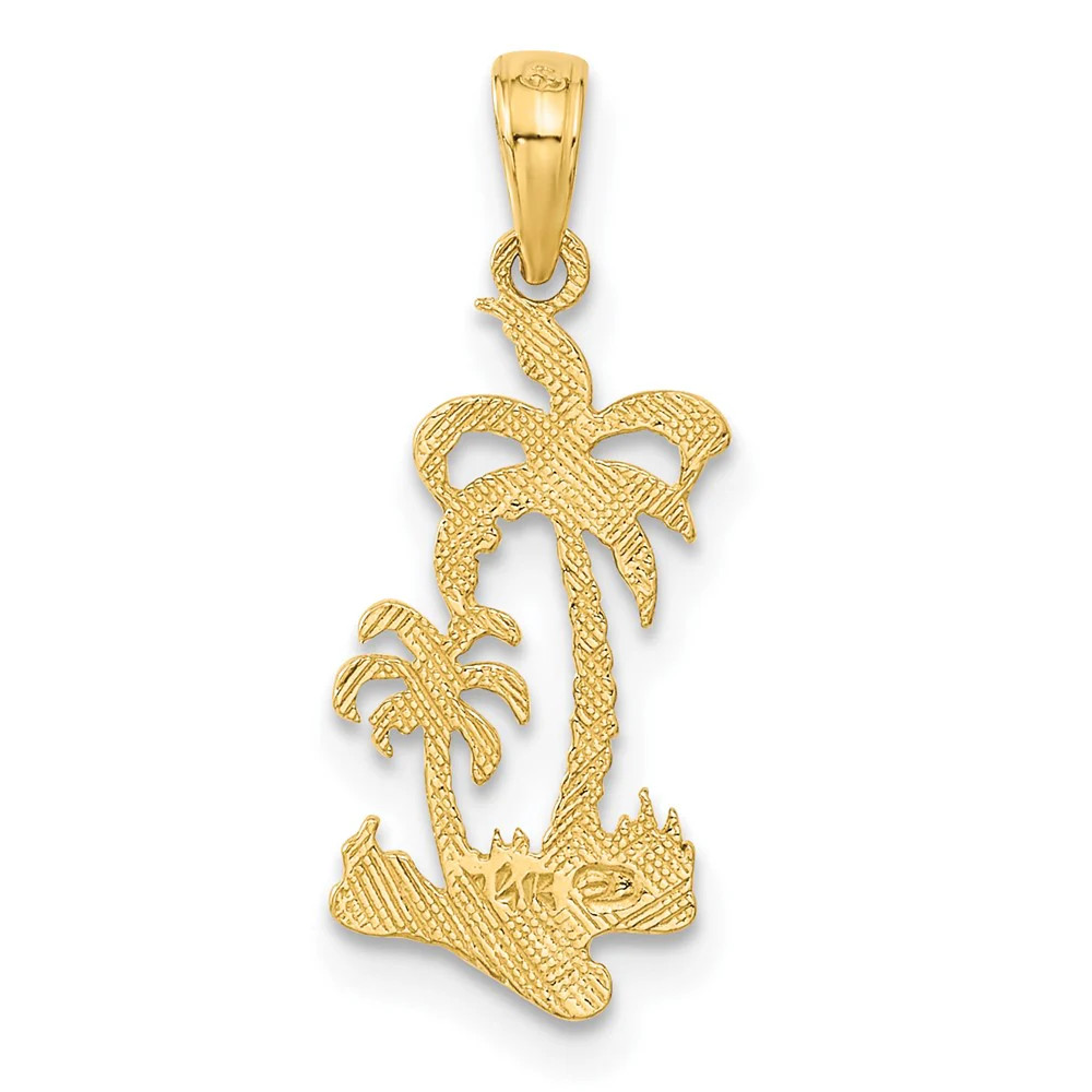 10K / 14K Yellow Gold Double Palm Trees Pendant