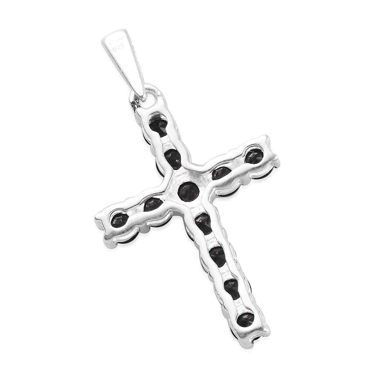 1.50ctw Black Spinel Cross Pendant Sterling Silver