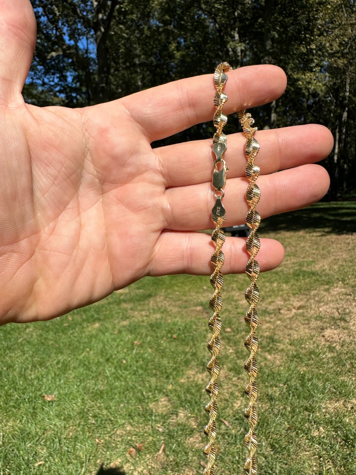 Real 14k Yellow Gold Vermeil 925 Silver 6mm Loose Singapore Rope Chain Necklace