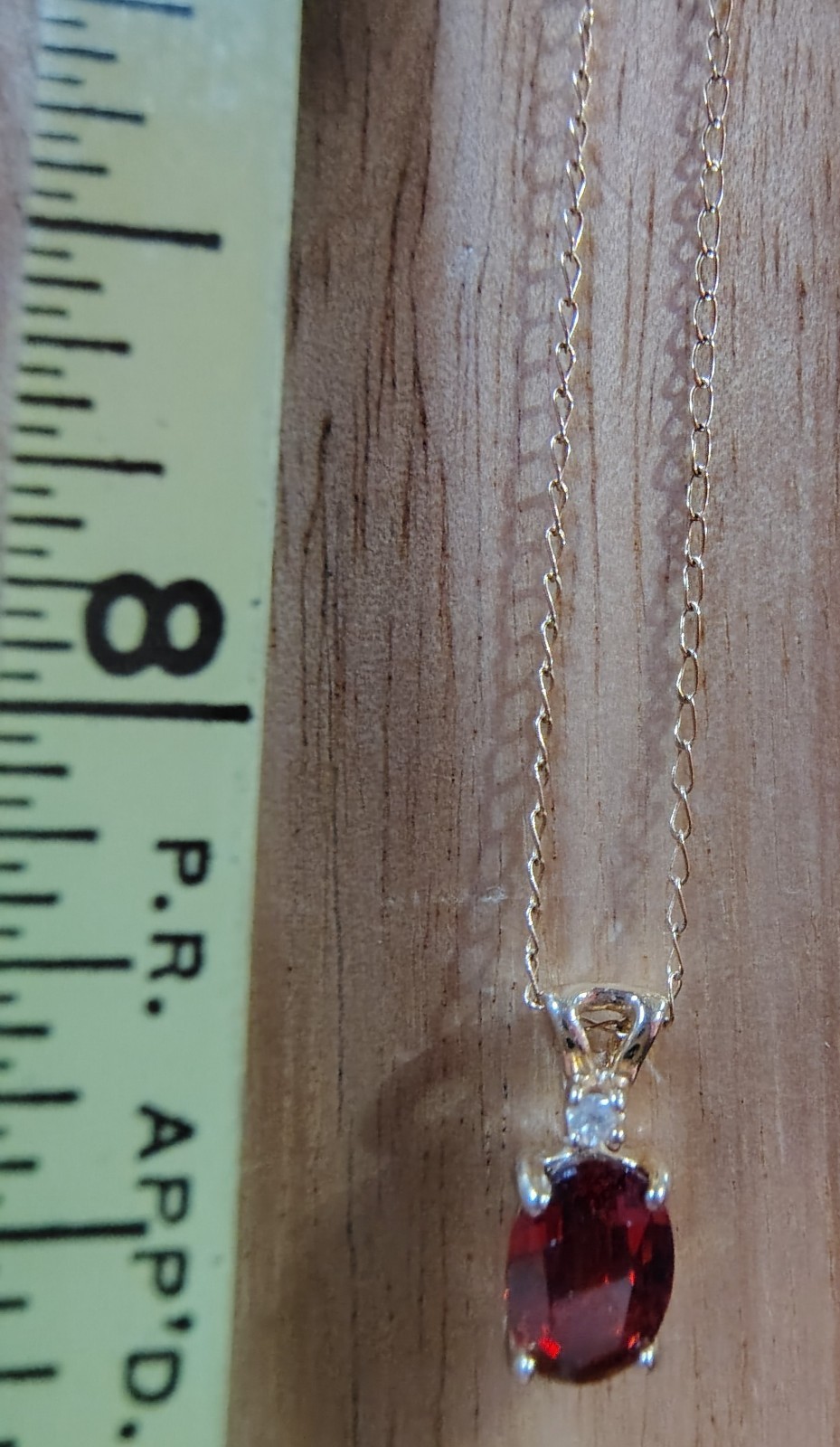 Unbranded 14k gold Red Garnet diamond pendant And Chain Necklace July Birthstone