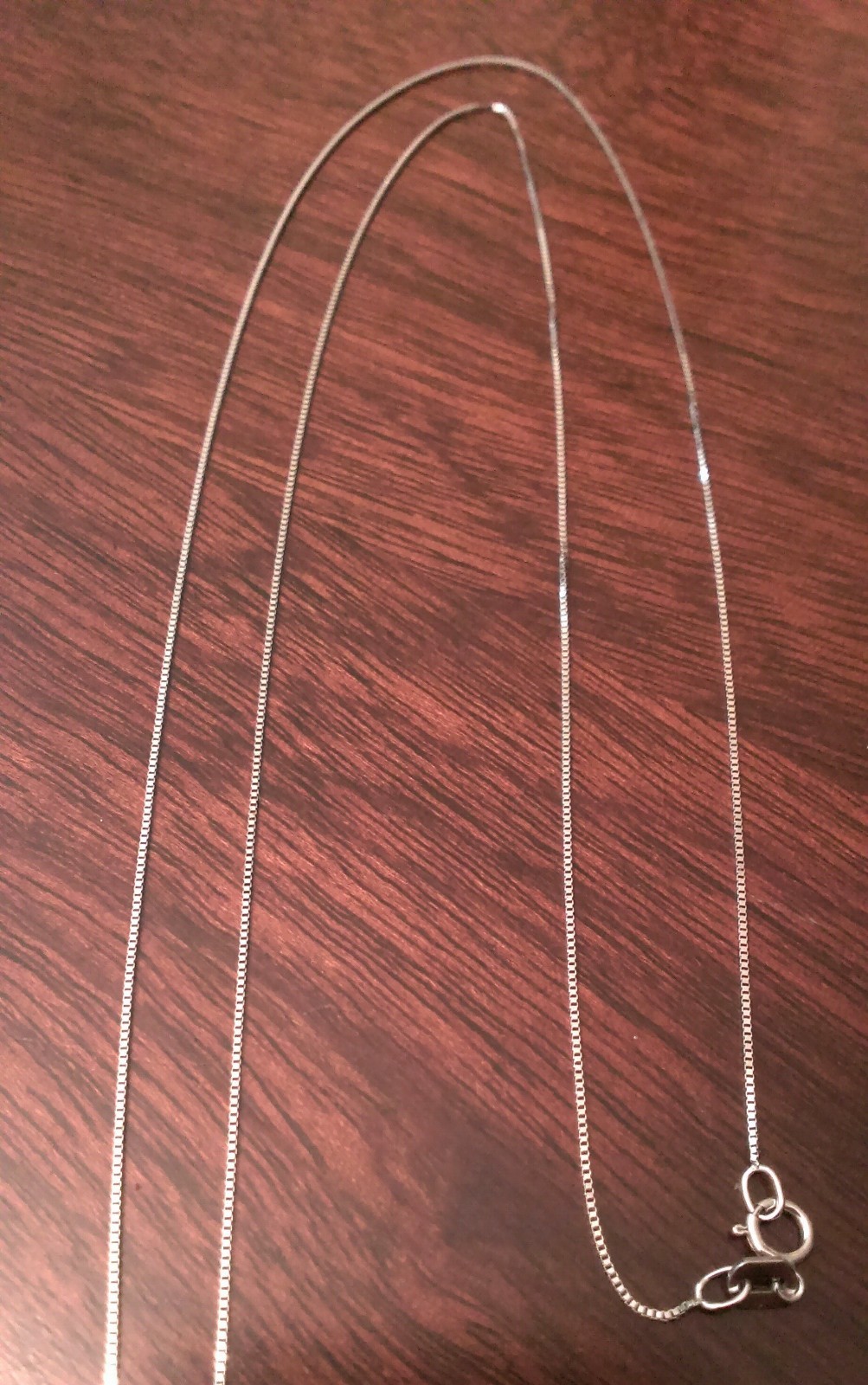 10K WHITE GOLD THIN BOX LINK NECKLACE PENDANT CHAIN 24″ 0.5 mm 1.2 GRAMS
