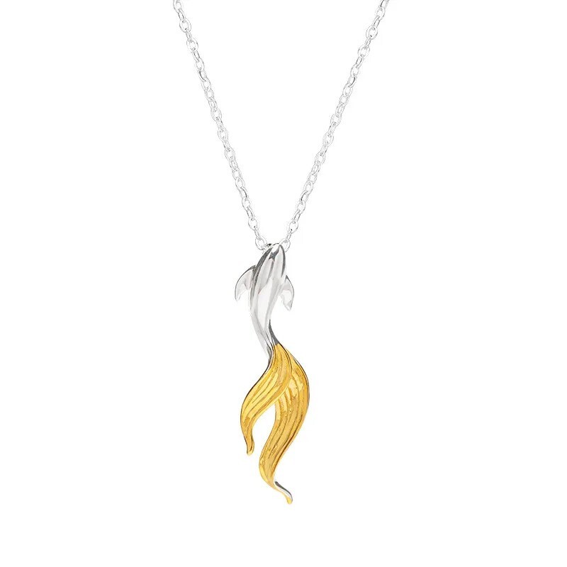 925 Sterling Silver Lucky Koi Fish Pendant Necklace – 18″ Chain