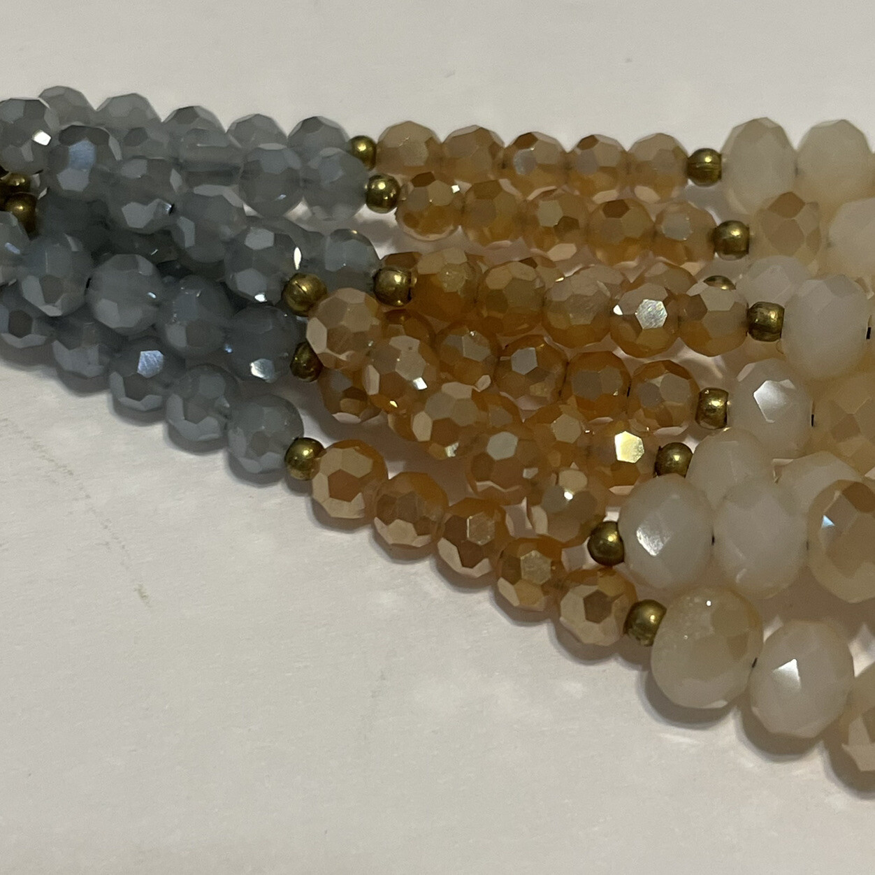 31-36” long tassel Beaded Necklace natural stones smoky rose quartz Tigers eye