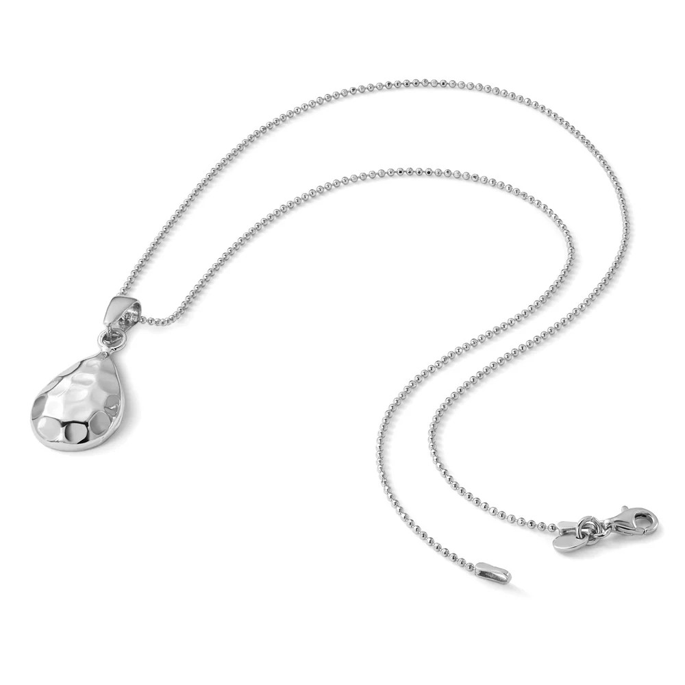 Sterling Silver RH-Plated Hammered Pendant Necklace