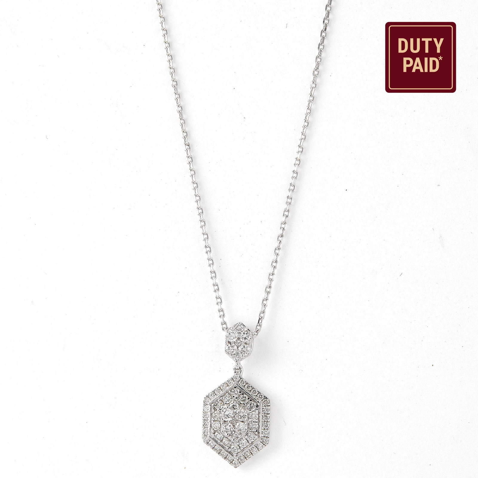 0.71 ct Natural Diamond Hexagon pendant necklace 14K Solid Gold Geometric chain