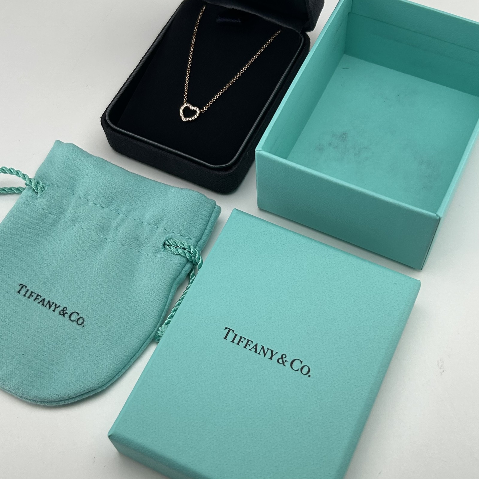 Tiffany Metro Heart Diamond Necklace 750 Rose Gold