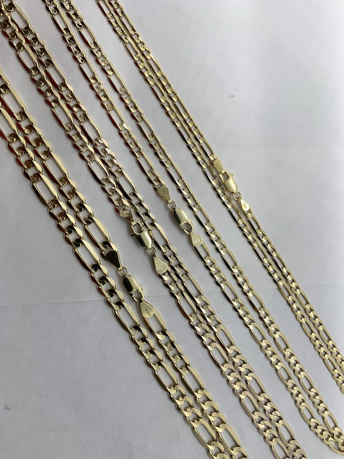 14K Solid Yellow Gold Figaro Link Chains Necklace Men’s/Women’s 4mm-6mm 18″-30″