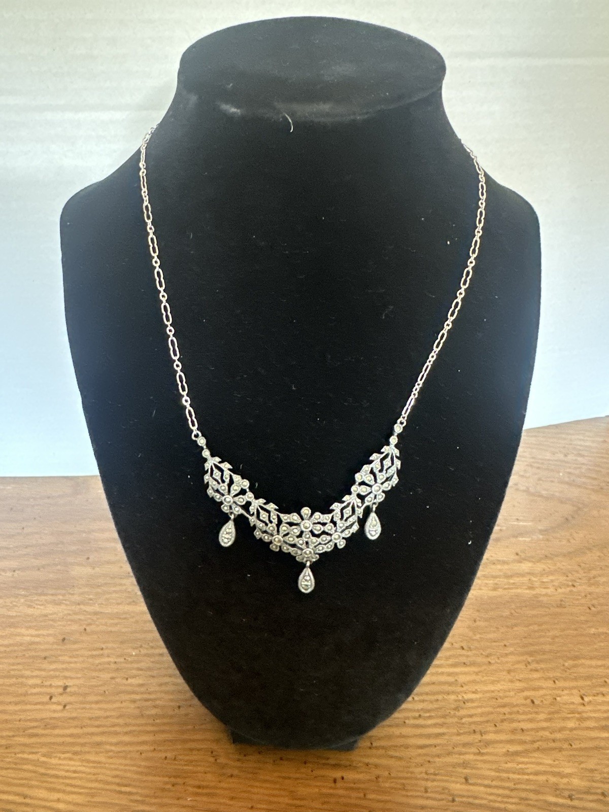 Stunning Sterling Silver & Marcasite Necklace Judith Jack Retro 2000 LE