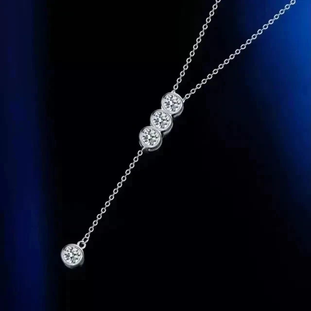 Real Moissanite 1.80Ct Round Cut Flower Pendant 14K Yellow Gold Plated 18”Chain