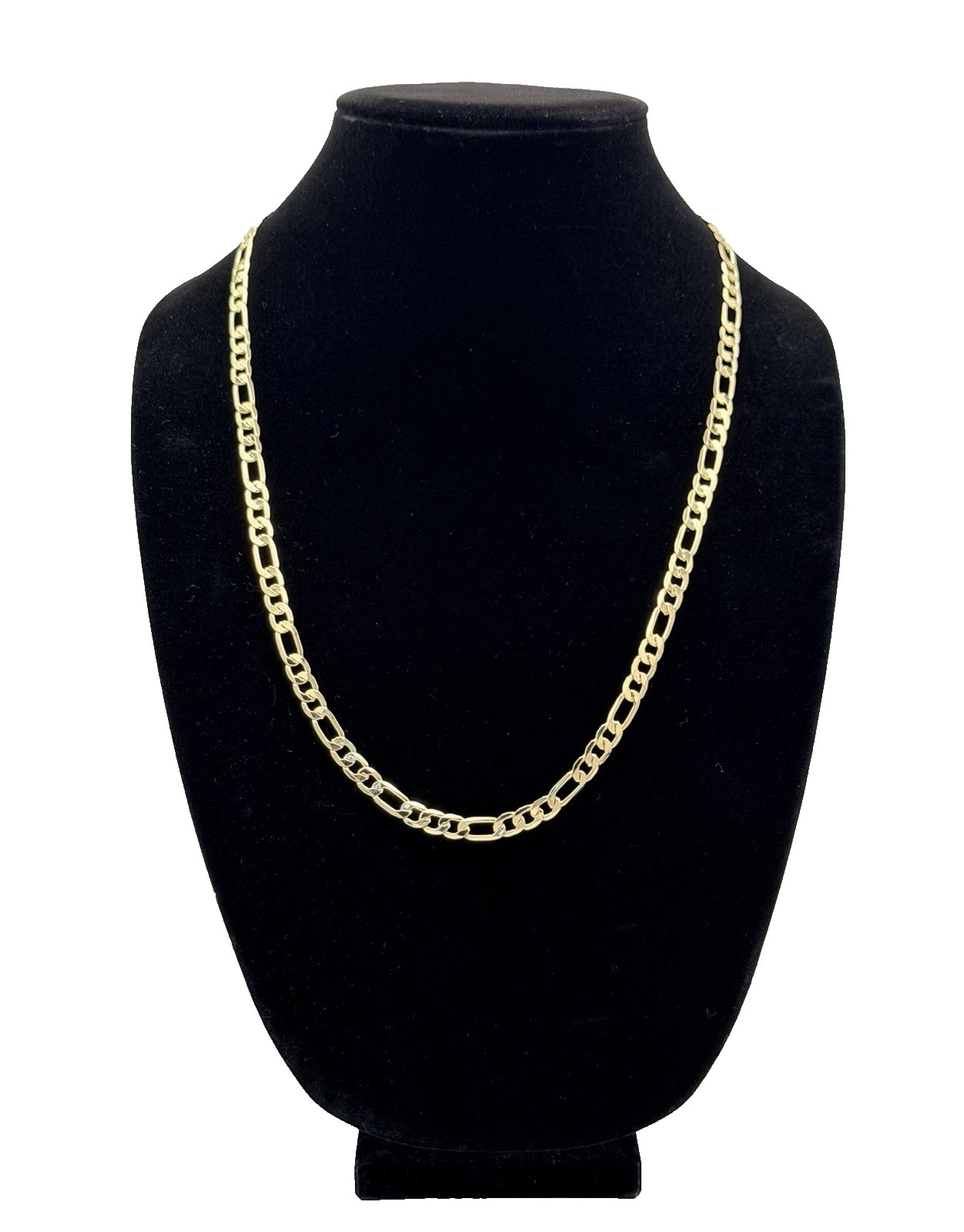 18k Yellow Gold Filled 6mm 24 Inch Figaro Chain Necklace Italy 750 Stamped New