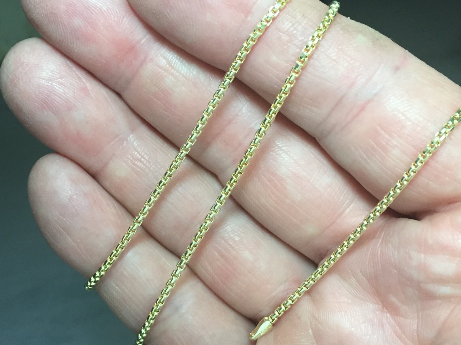 14k Yellow Gold 18″ Round Box Link Pendant Chain/Necklace 1.3 mm 2 Grams