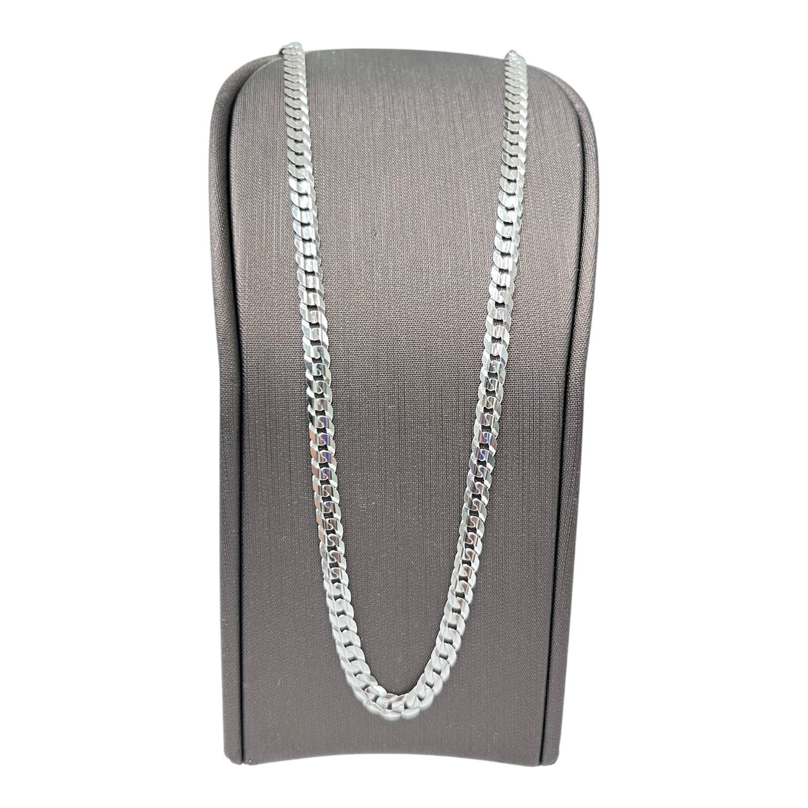 9ct 9k White Gold Italian Curb Cuban Link Chain Necklace 9.30 Grams 55.5cm. New