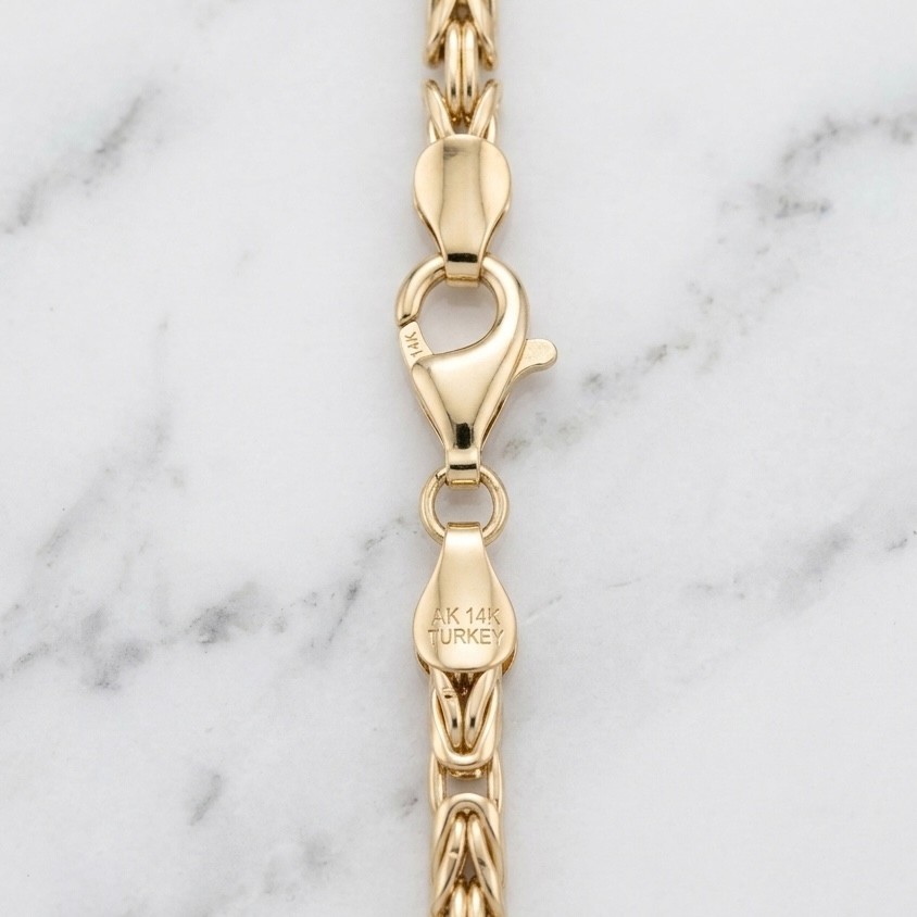 14K Gold Byzantine Chain Necklace Round Polished Yellow Finish Men Women QVC