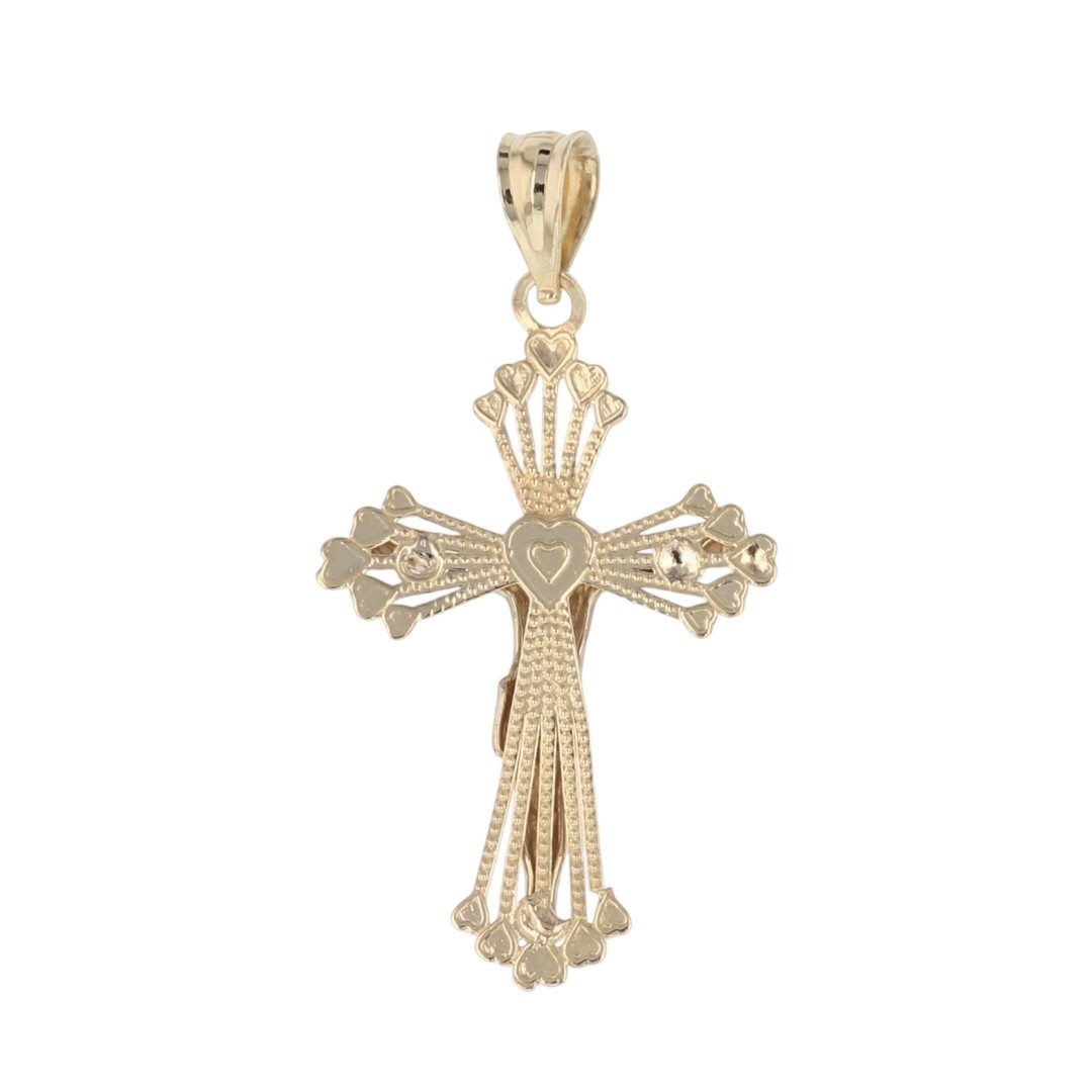 Religious Crucifix Cross Pendant without Chain 14k Multi-Tone Gold 1.15 Grams