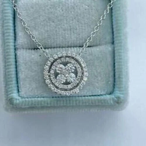 2Ct Round Cut VVS1/D Diamond Circle Pendant 18″ Free Chain 14K White Gold Finish