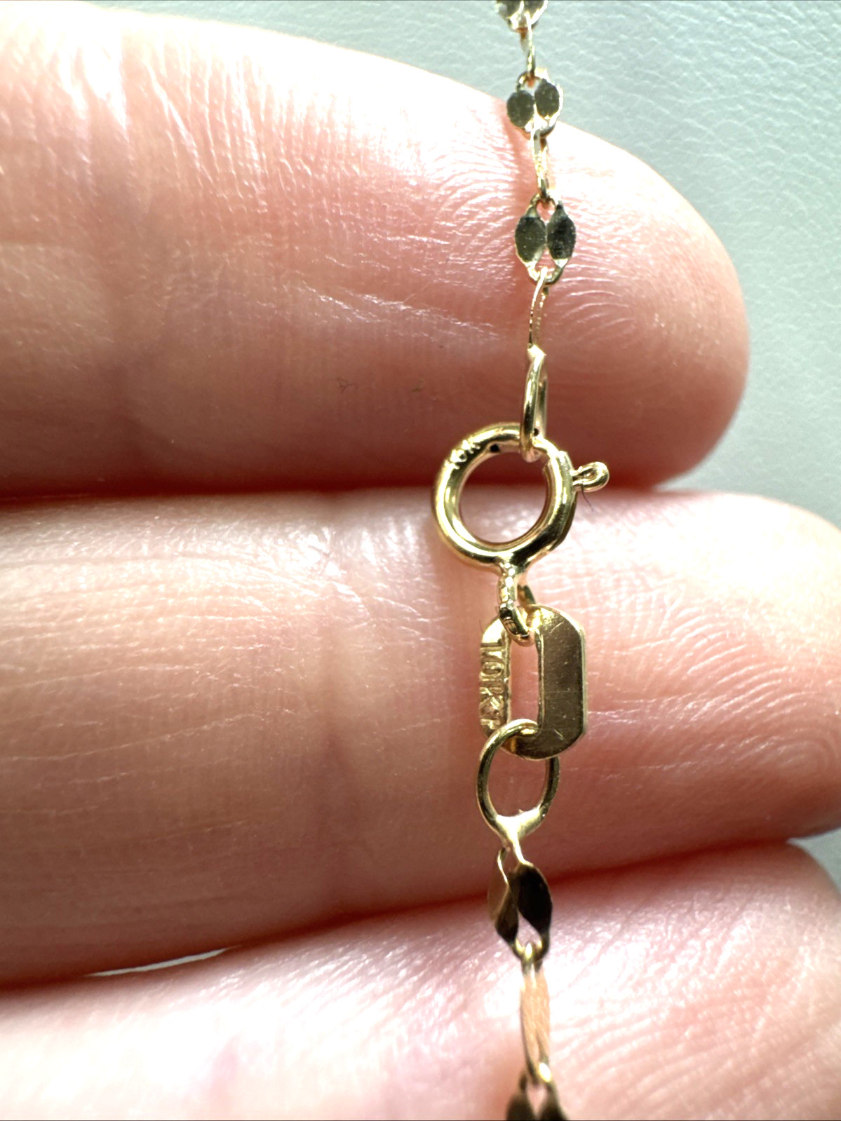 10K Yellow Gold Mirror Link Chain 20″ 2mm Italy Sparkle Fancy Link NWOT