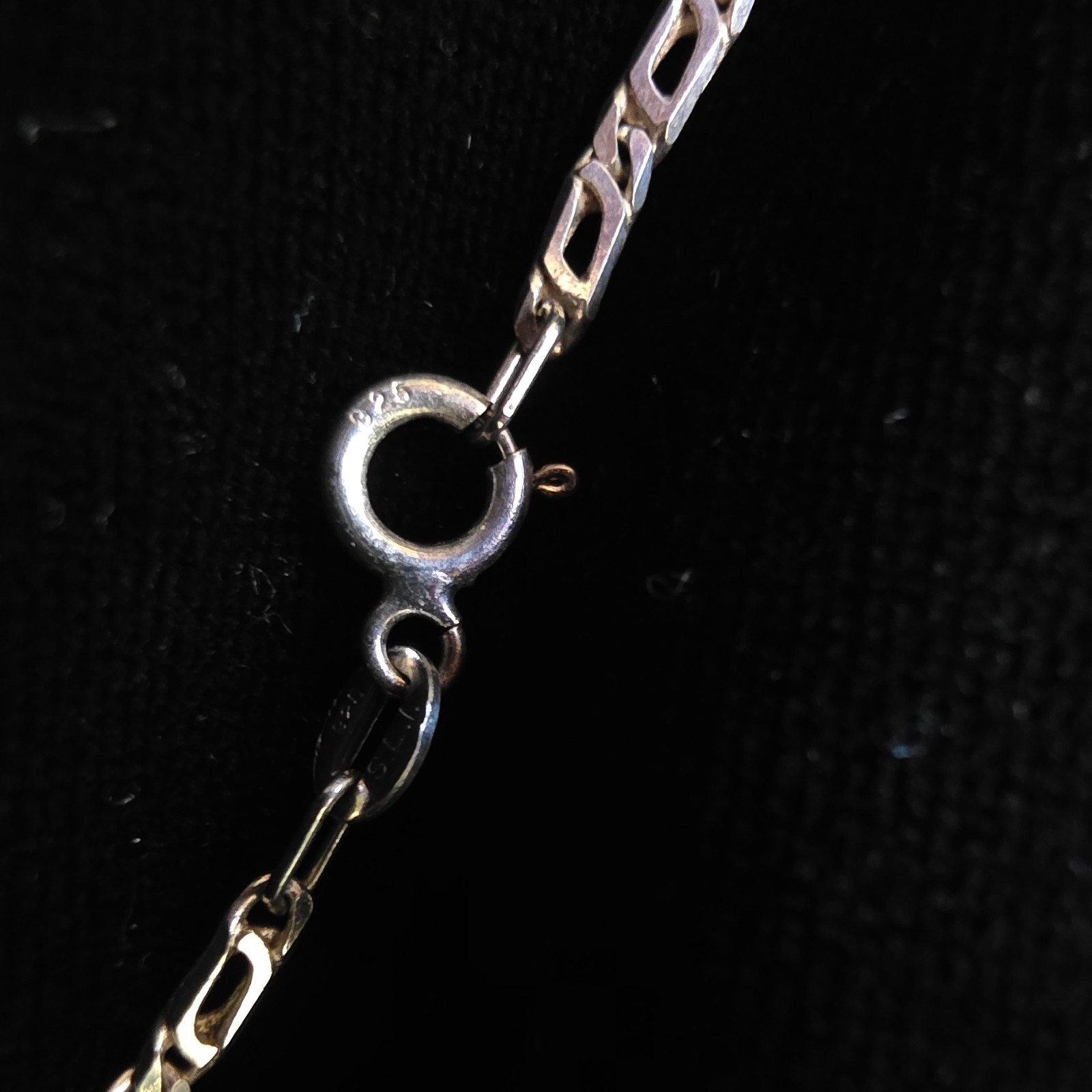 Sterling Silver Oval Abalone Pendant Necklace 18in Bar Link Chain