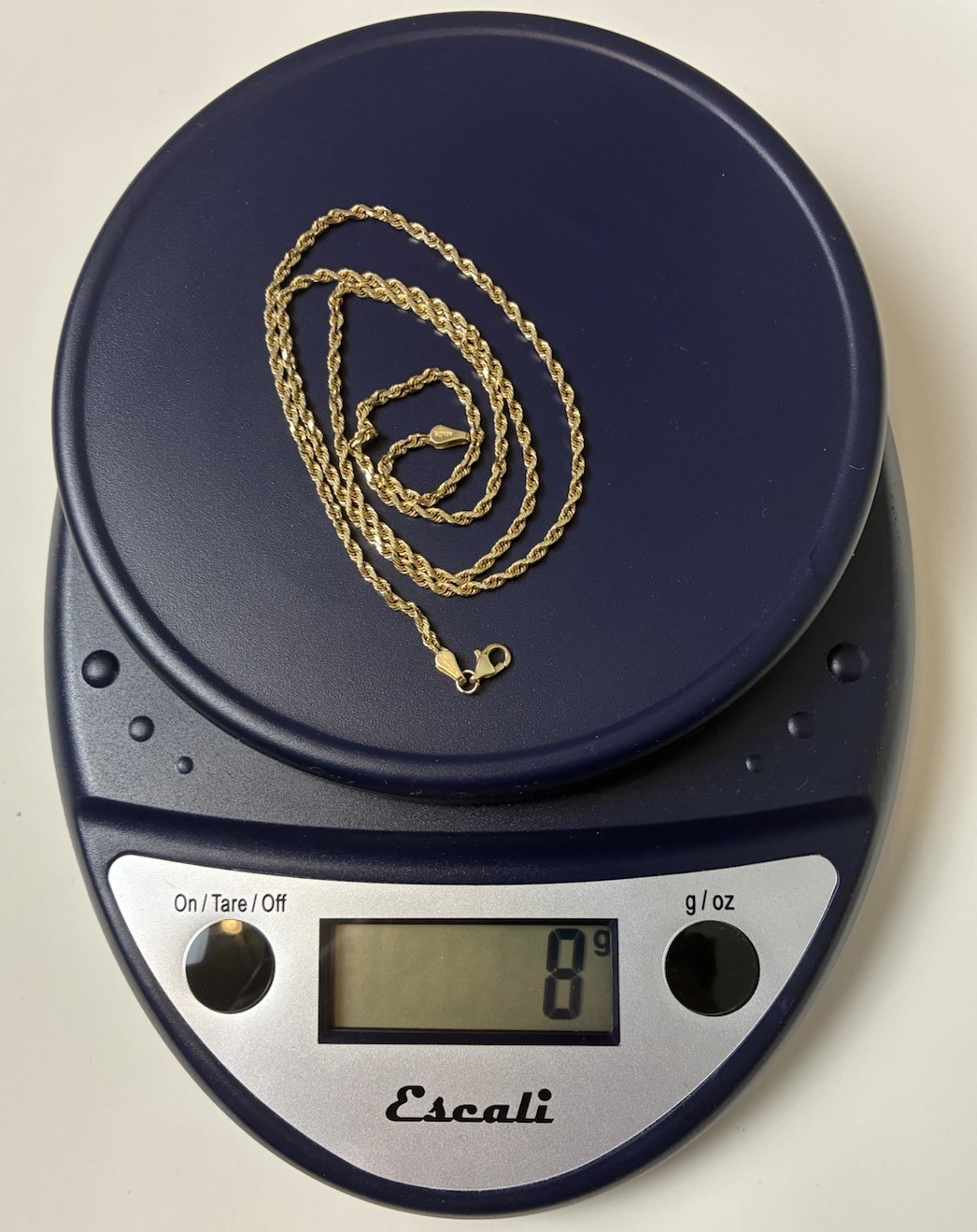Gold Rope Chain Solid 10K | 22 inch Diamond cut 8 Grams