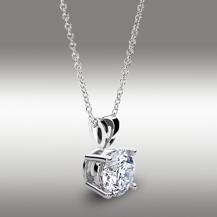 1.5 Ct Round GRA MOISSANITE Pendant 16+2″ Solid 14k White Gold Necklace