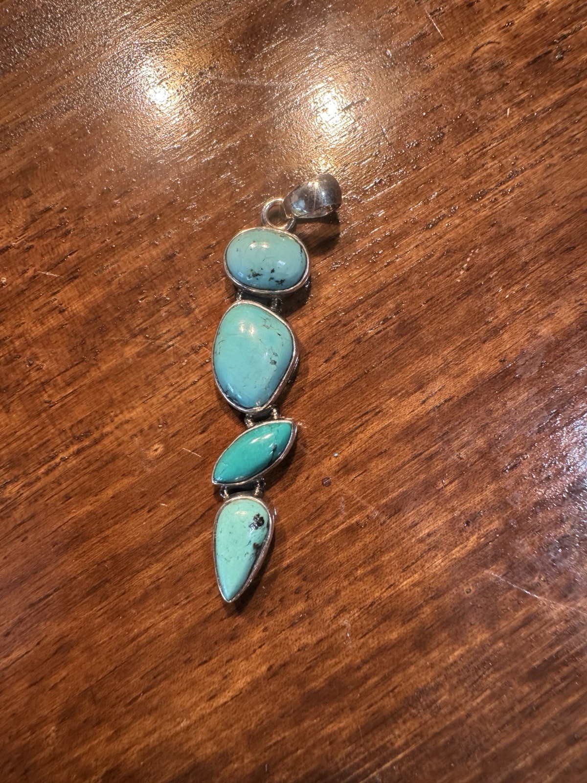 Turquois Sterling Silver Pendant Four Stones 5 1/2 Cm Age Unknown For Necklace