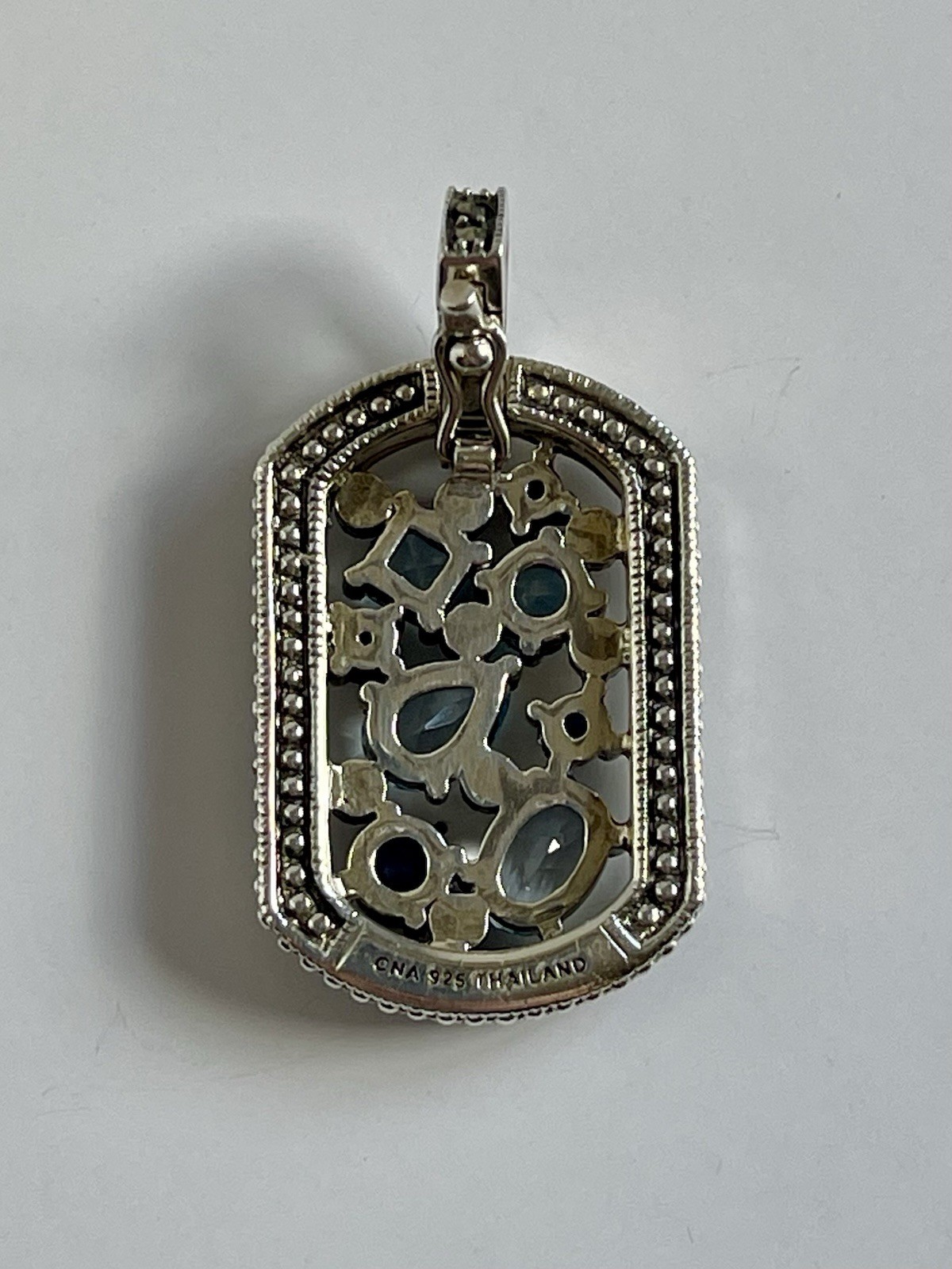 Vintage CNA Thailand 925 Topaz Iolite Stone Pendant Enhancer