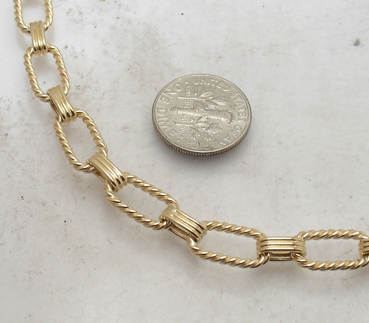 Technibond Twisted Oval Link Chain Necklace 14K Yellow Gold Plated Silver