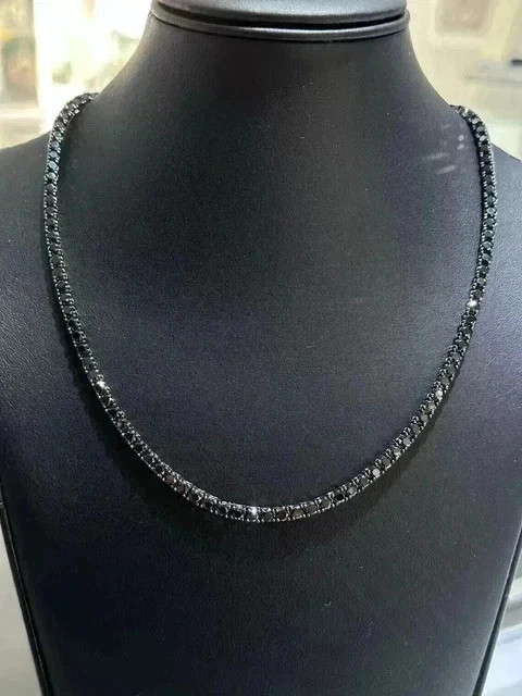 15Ct Round Cut Lab Created Diamond 14K Black Gold Plated Women’s Tennis Necklace
