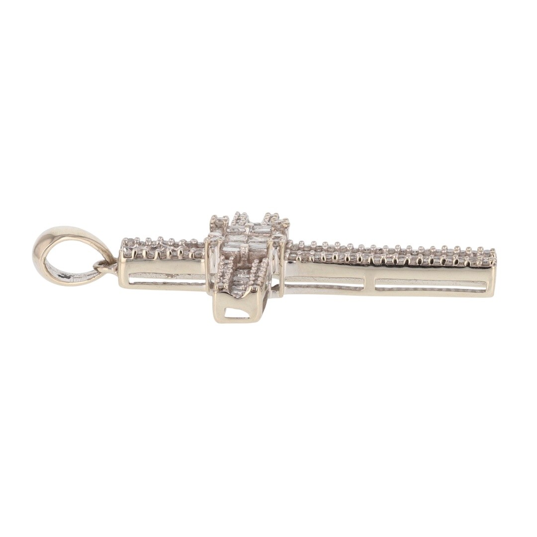 .66ctw Multi-Cut Diamond Religious Cross Pendant without Chain 10k White Gold