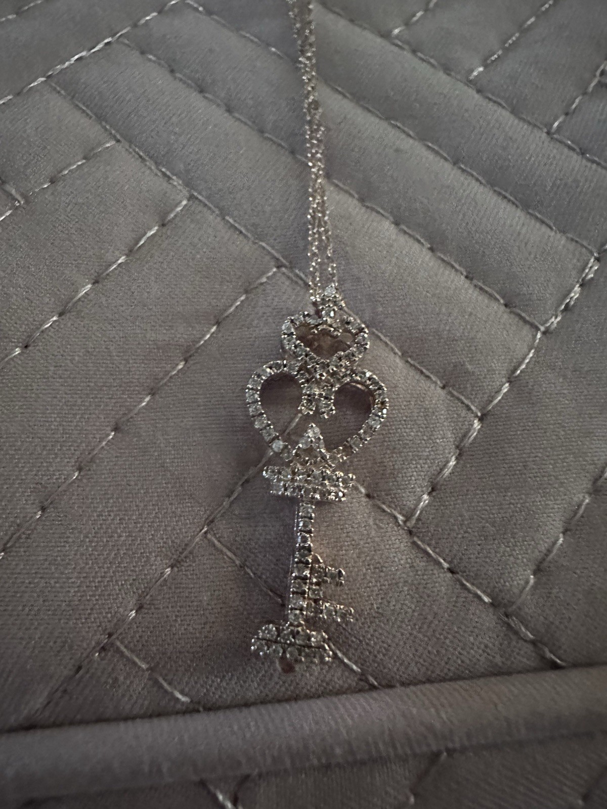 1/6 CTW 10K Diamond-Heart Top Key Pendant Rose Gold Necklace