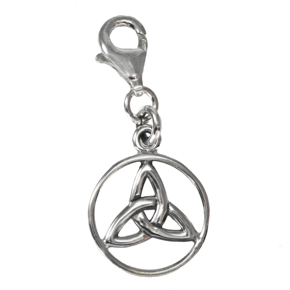 Celtic Trinity Knot Sterling Silver Clip Charm Pendant Jewelry Irish Knotwork