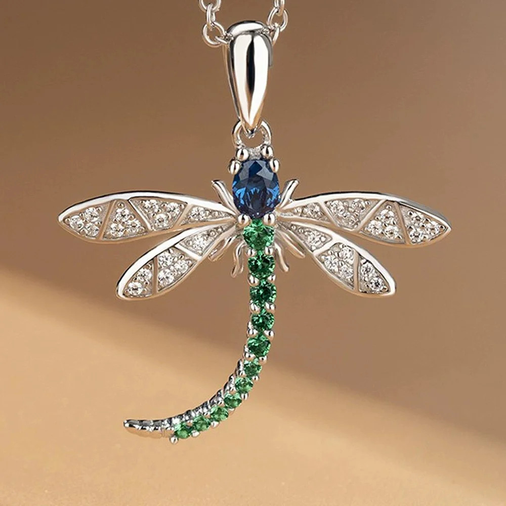 New 925 Sterling Silver Fashion Pendant Chain Excellent Dragonfly Necklace Gift