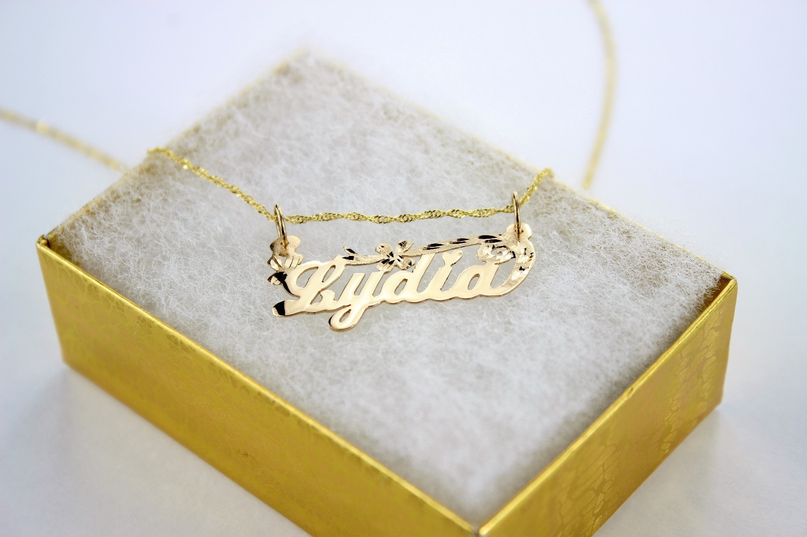 10K Yellow Gold Personalized Handmade Name Pendant with/out Singapore Chain