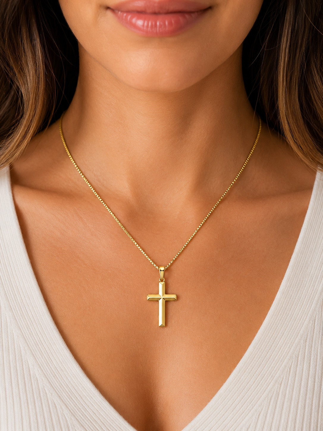 24ct Gold Plated Sterling Silver Cross Crucifix Pendant 16-22 Inch Chain