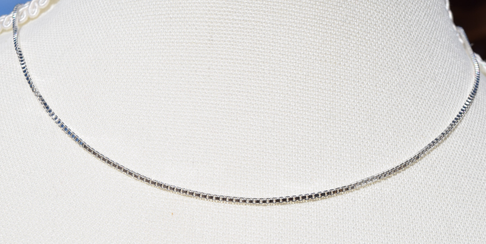 1.4mm Box Chain Italian .925 Sterling Silver Chain 16″ with Lobster Clasp