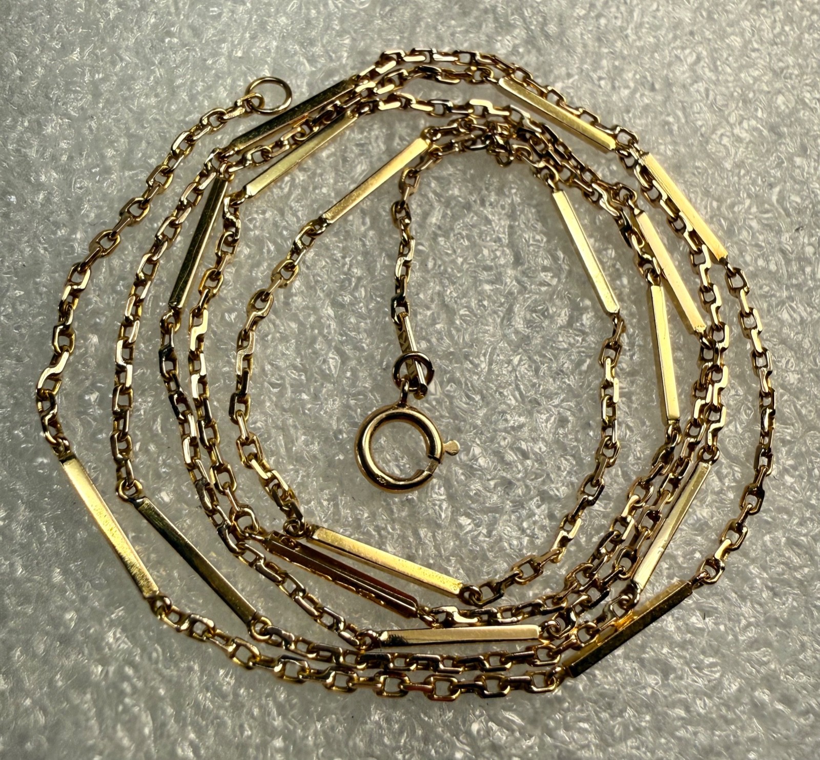 Antique 14k Yellow Gold Bar Link Necklace Chain 25″
