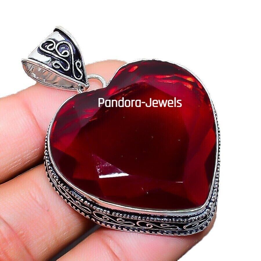 Nice Look Red Garnet Gemstone 925 Sterling Silver Jewelry Gift To Her Pendant