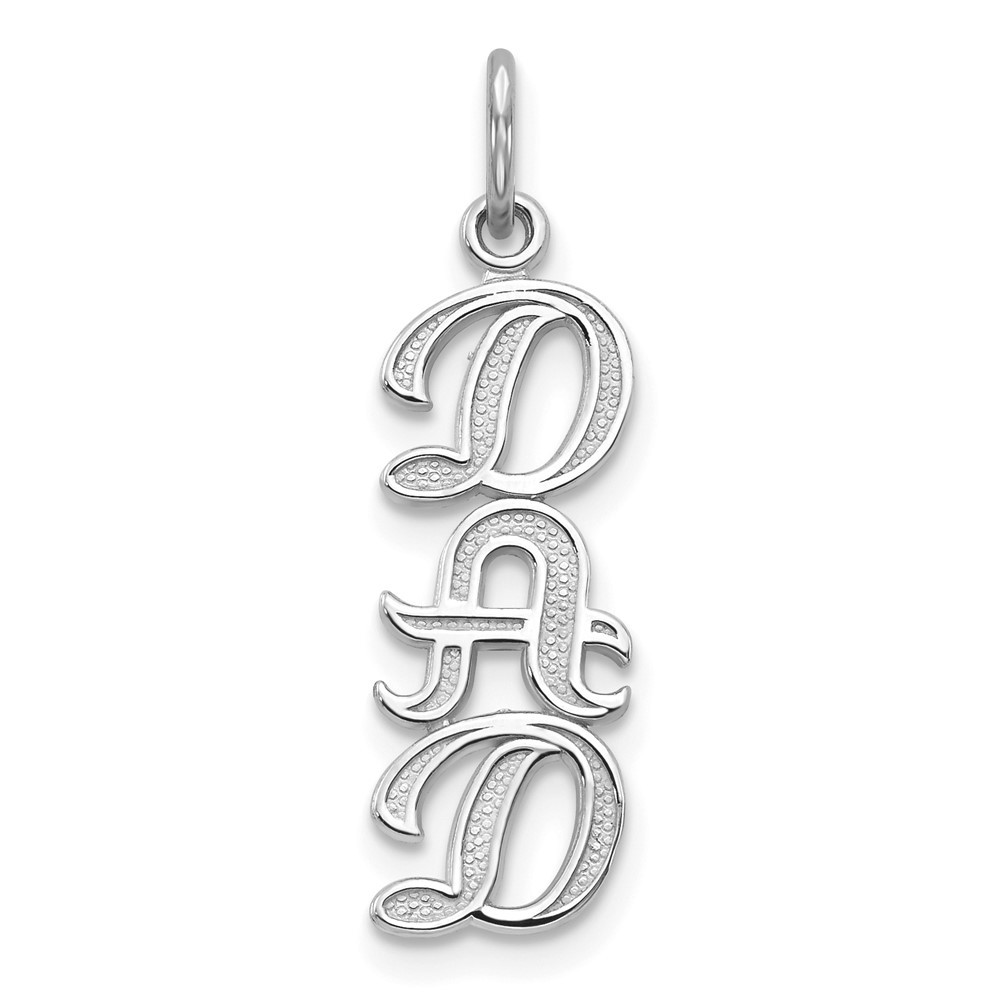 10K White Gold DAD Charm Pendant 0.72gm L-25 mm, W-7 mm