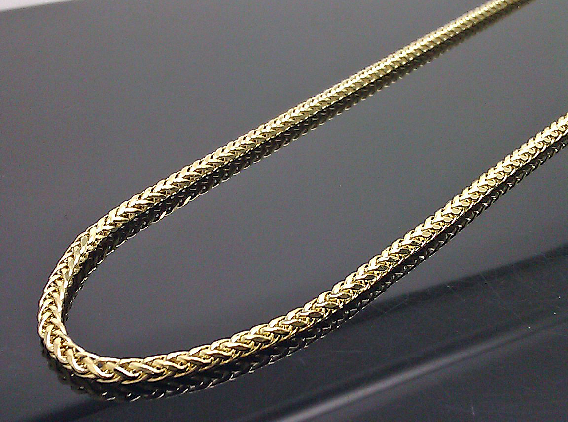 Real 10k Yellow Gold Palm Chain Necklace 3mm 24″ Men women Fine Jewelry Gift