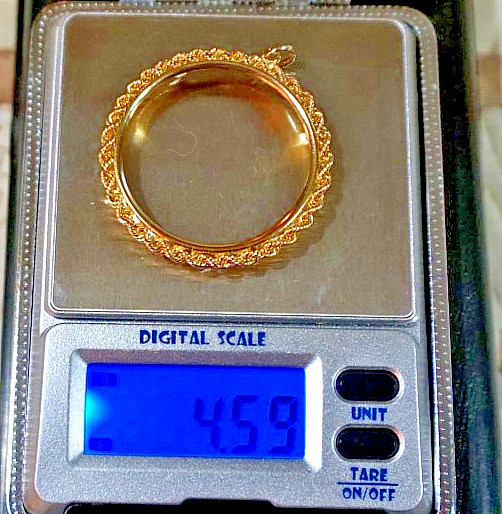 4.6g 33 mm 14k Gold Coin Bezel Pendant fits 1 oz Krugerrand $50 American Eagle