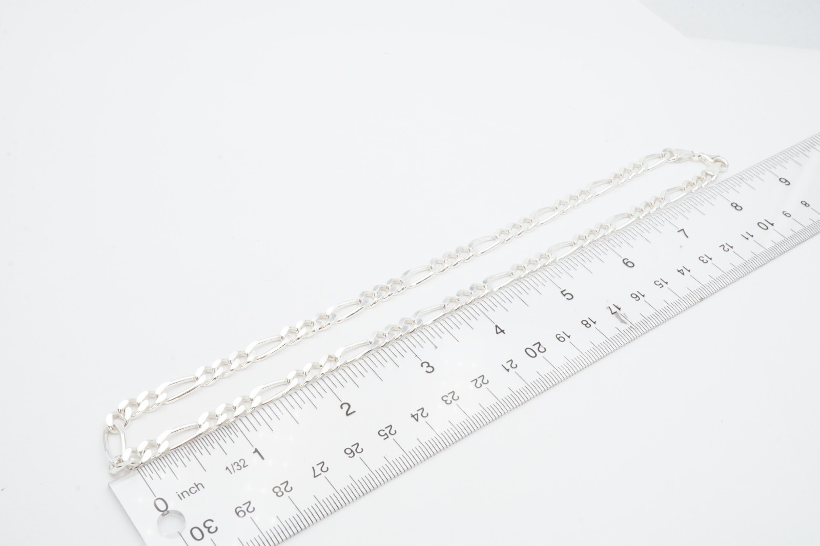 Sterling Silver 925 Figaro Necklace Chain 17.75″ Italy 5.5mm