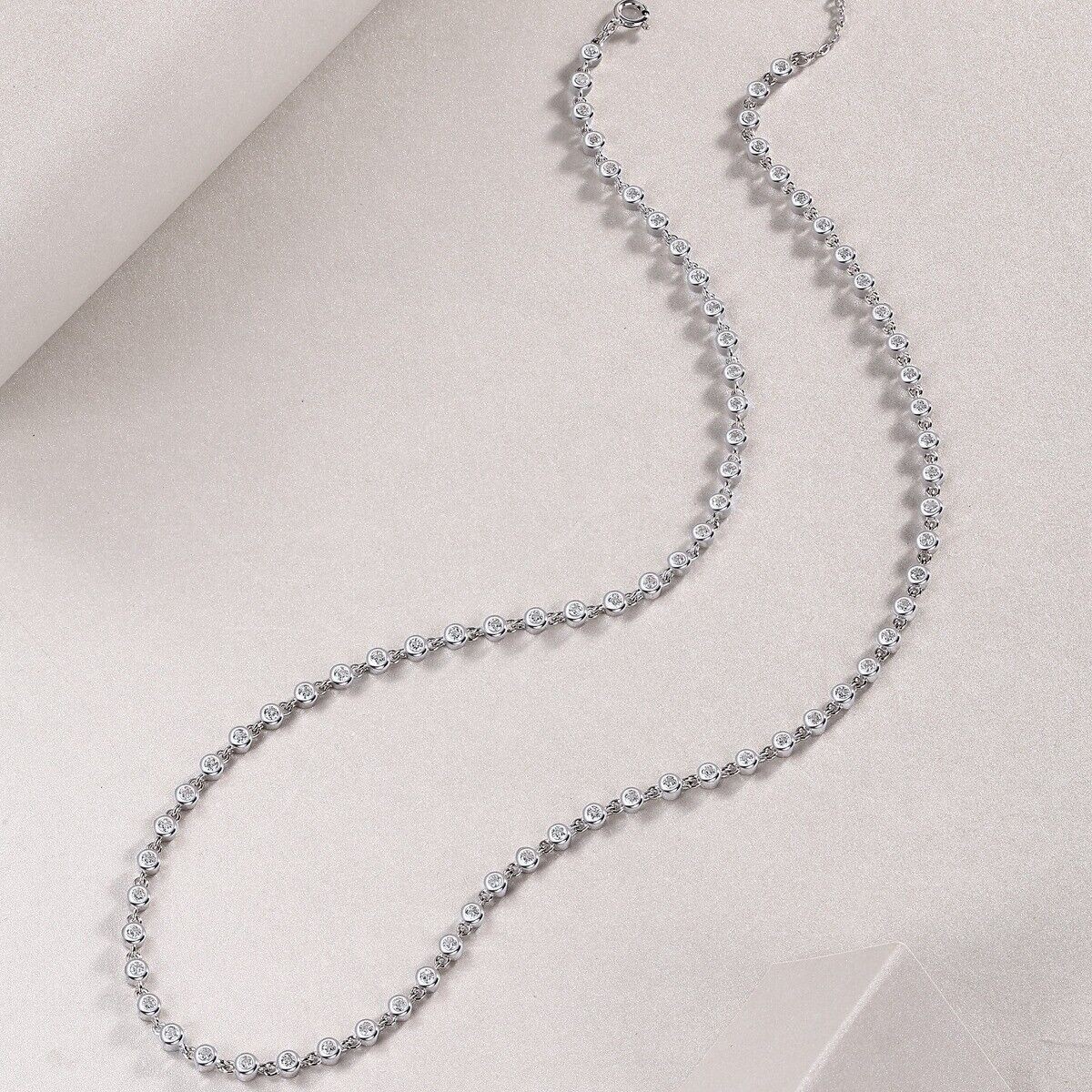 2mm D Color VVS1 Moissanite Women Tennis Chain Necklace S925 Silver Pass Tester