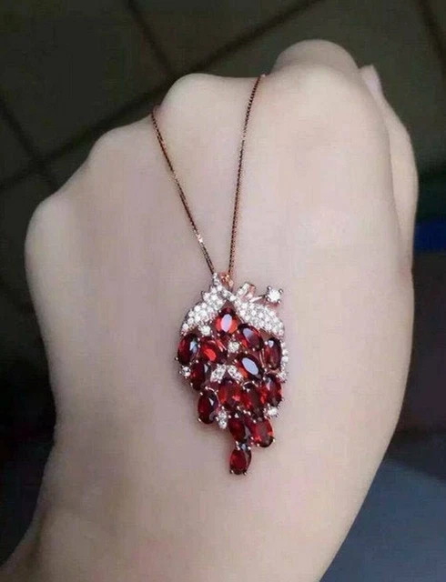 6.50Ct Oval Cut Red Garnet Grapes Shaped Pendant 14K Rose Gold Finish Free Chain
