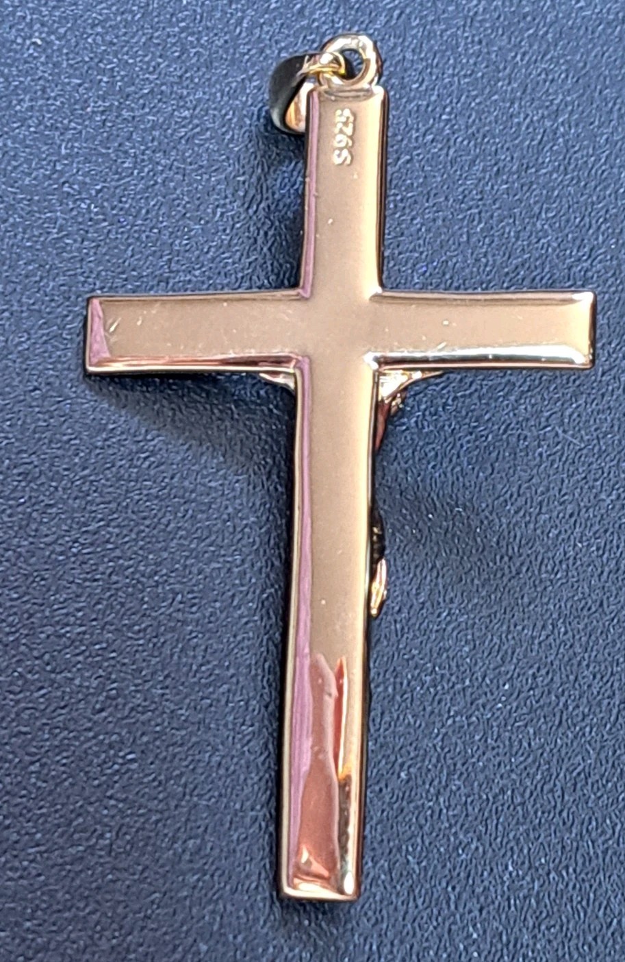 Mens 14k Gold Over 925 Sterling Silver Detailed Jesus Crucifix Cross Pendant 2″