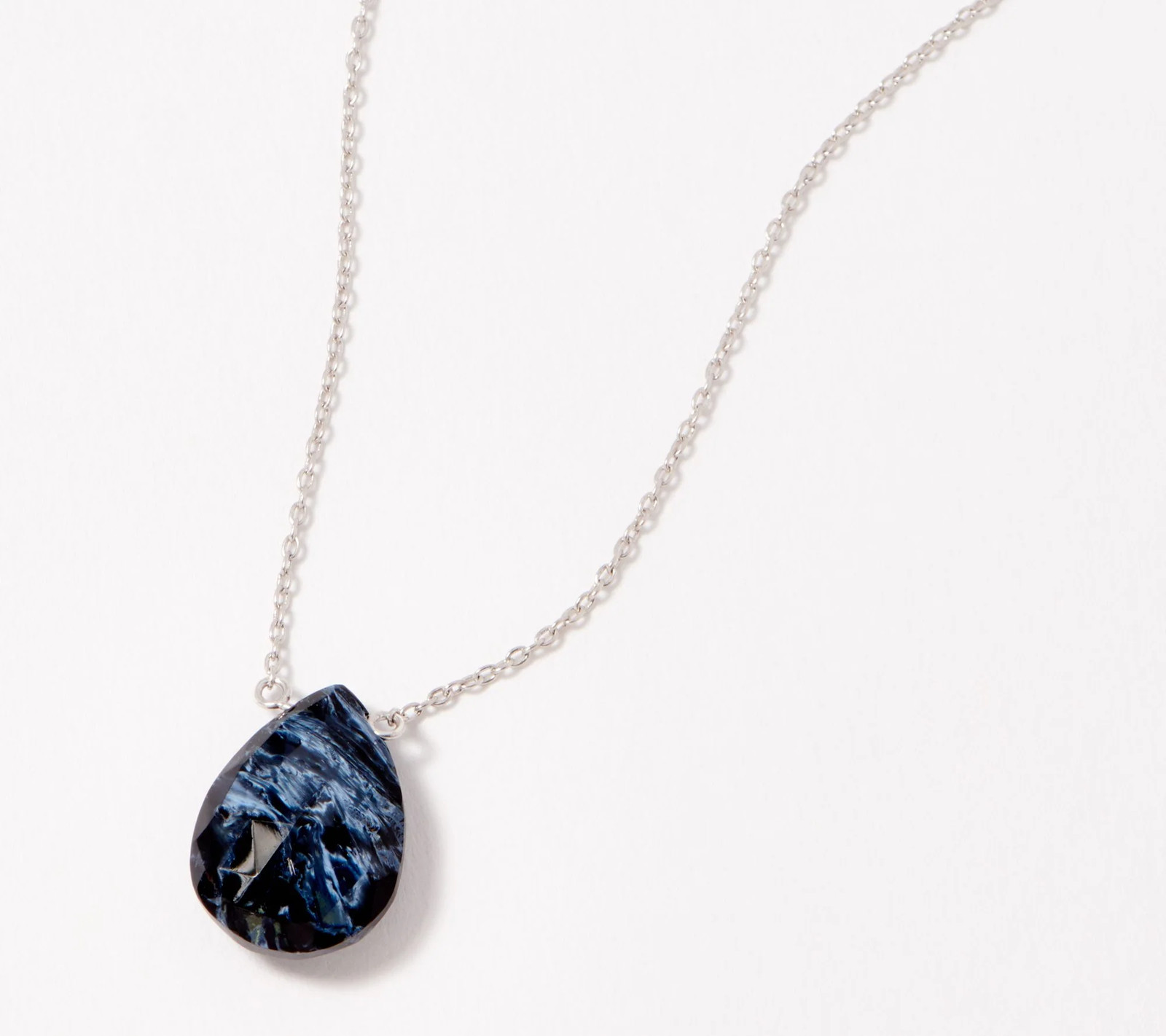 Generation Gems Pear Opaque Pietersite 18″ Necklace Sterling Silver