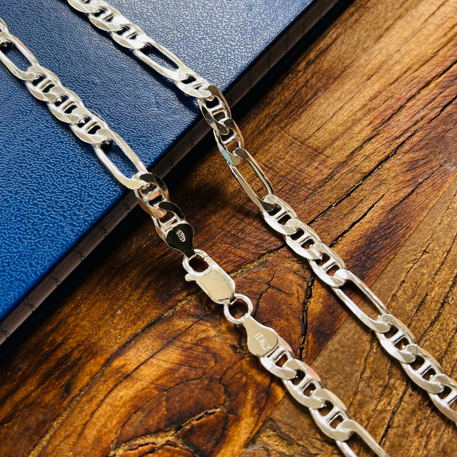 Real Solid Sterling Silver Figarucci Mens Boys Chain Bracelet or Necklace