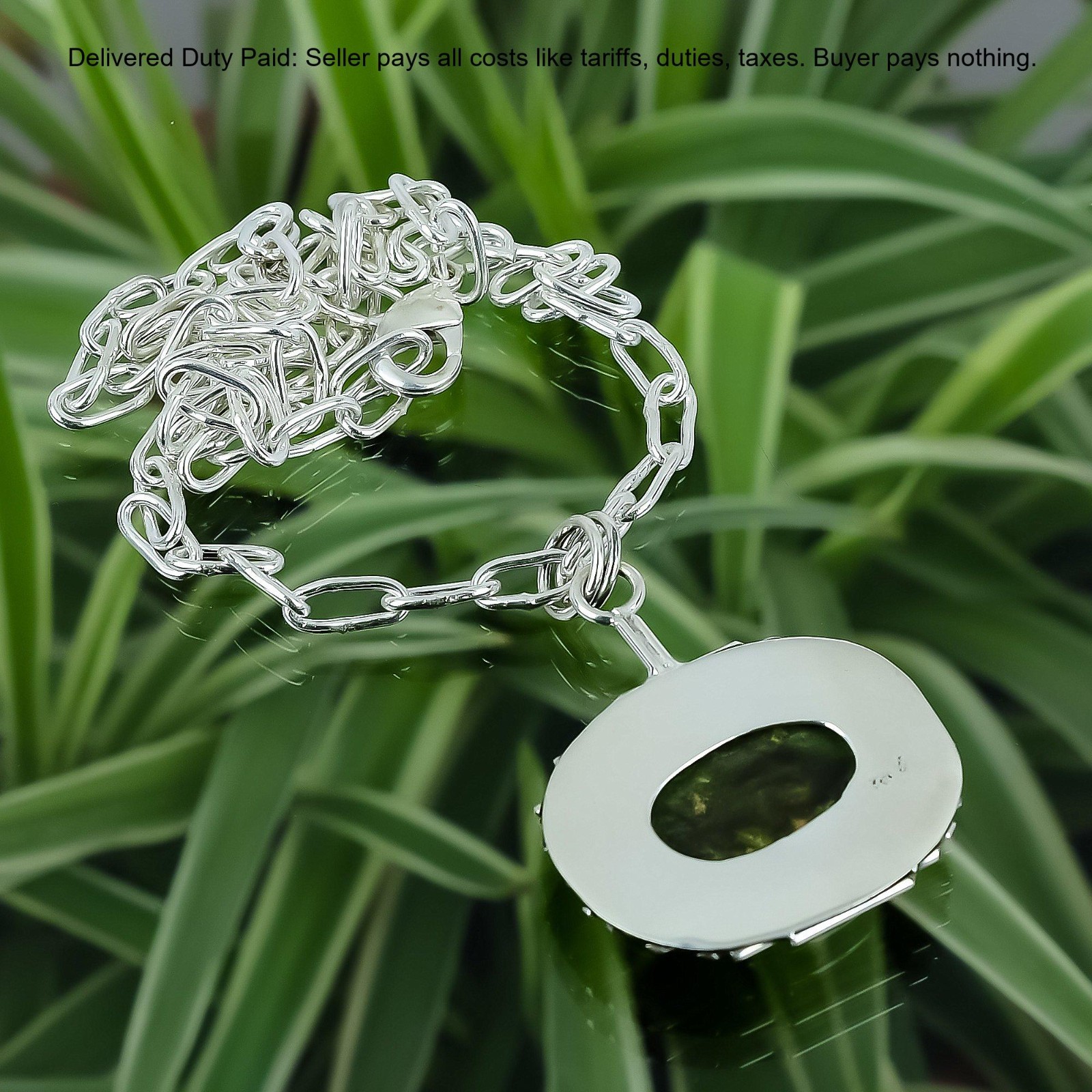 925 Sterling Silver Oval Natural Unakite Sister Birthday Chain Necklace Jewelry