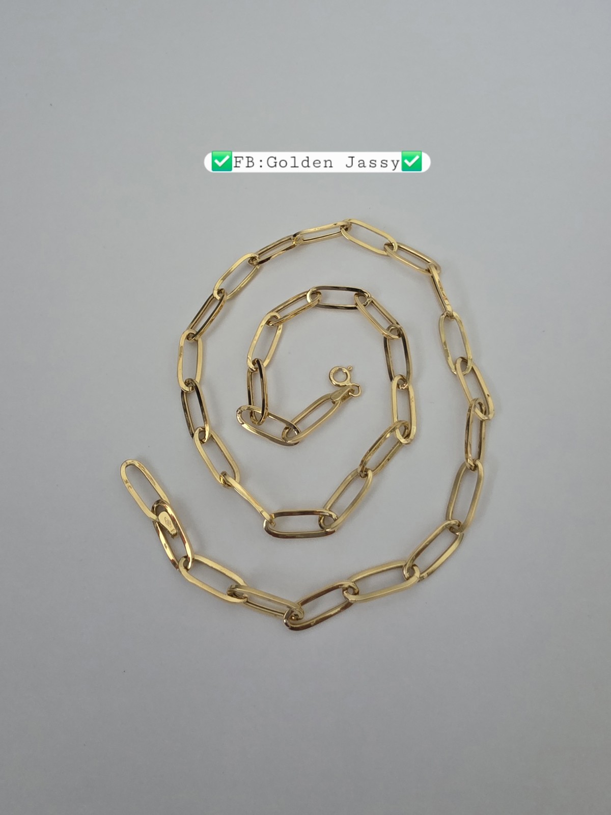 18K Real Gold PaperClip Chain 17.5″