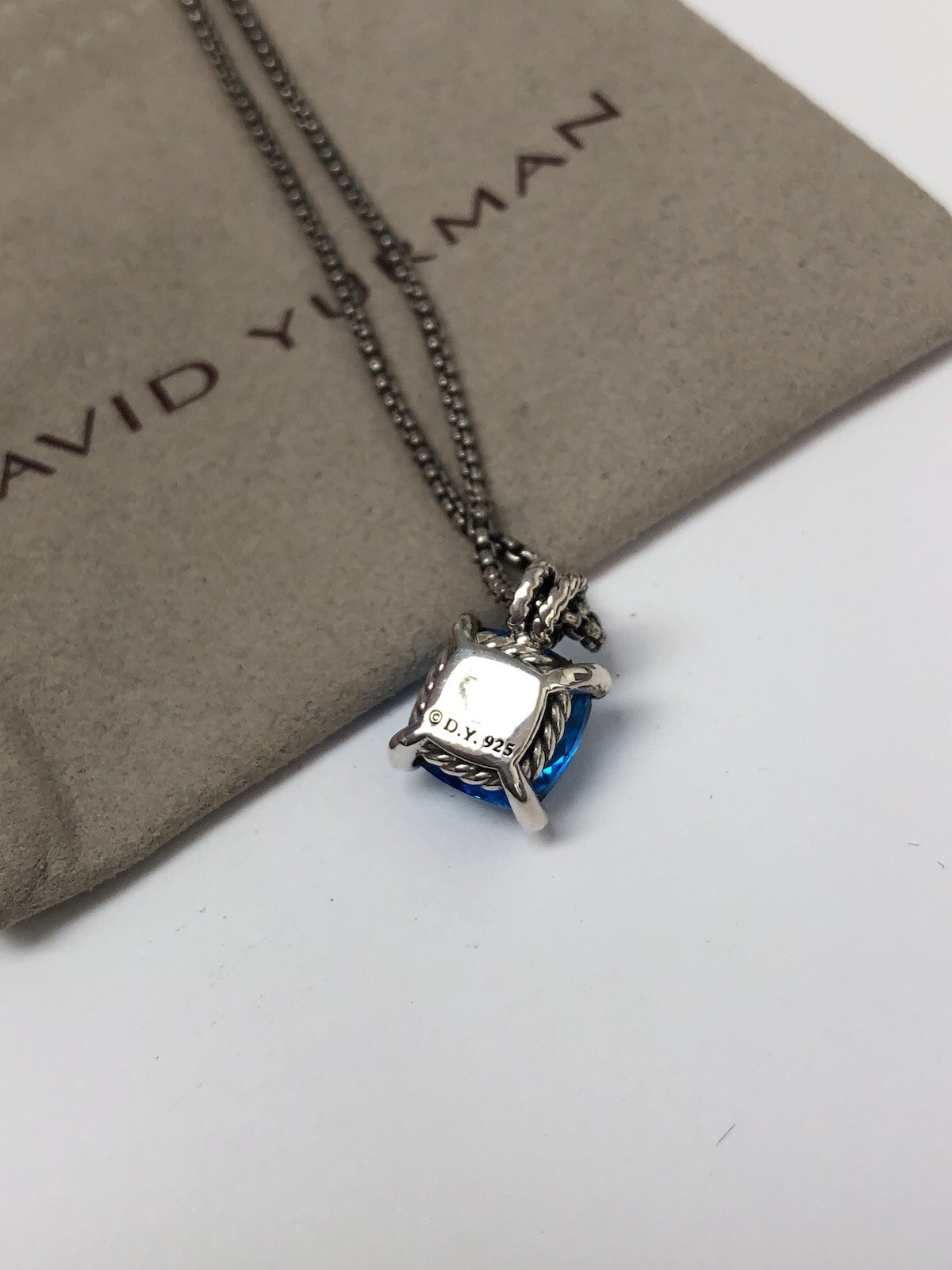 DAVID YURMAN 11mm Chatelaine Sterling Silver With Blue Topaz & Diamond Necklace
