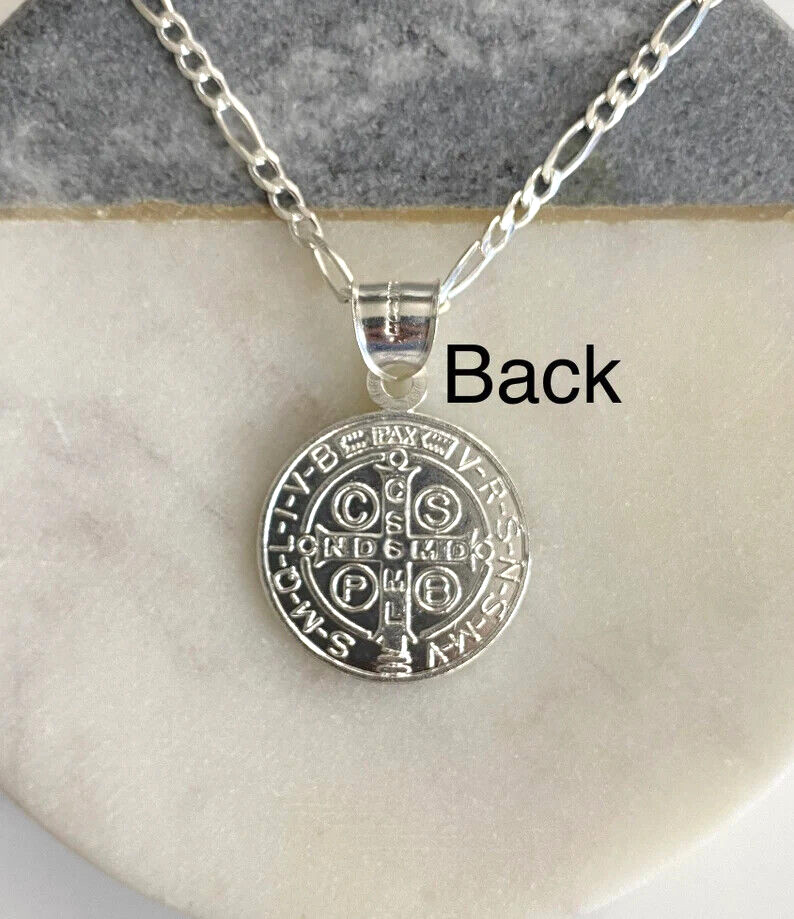 925 Sterling Silver Saint Benedict Pendant / Necklace, UNISEX – ESP32